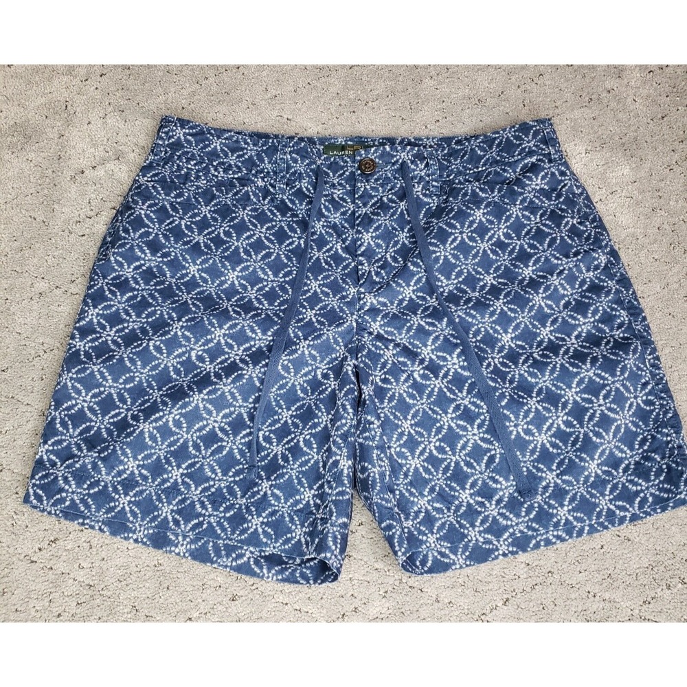 Lauren Ralph Lauren Shorts Womens Size 8 Blue Zip Up 6 inch Drawstring Preppy